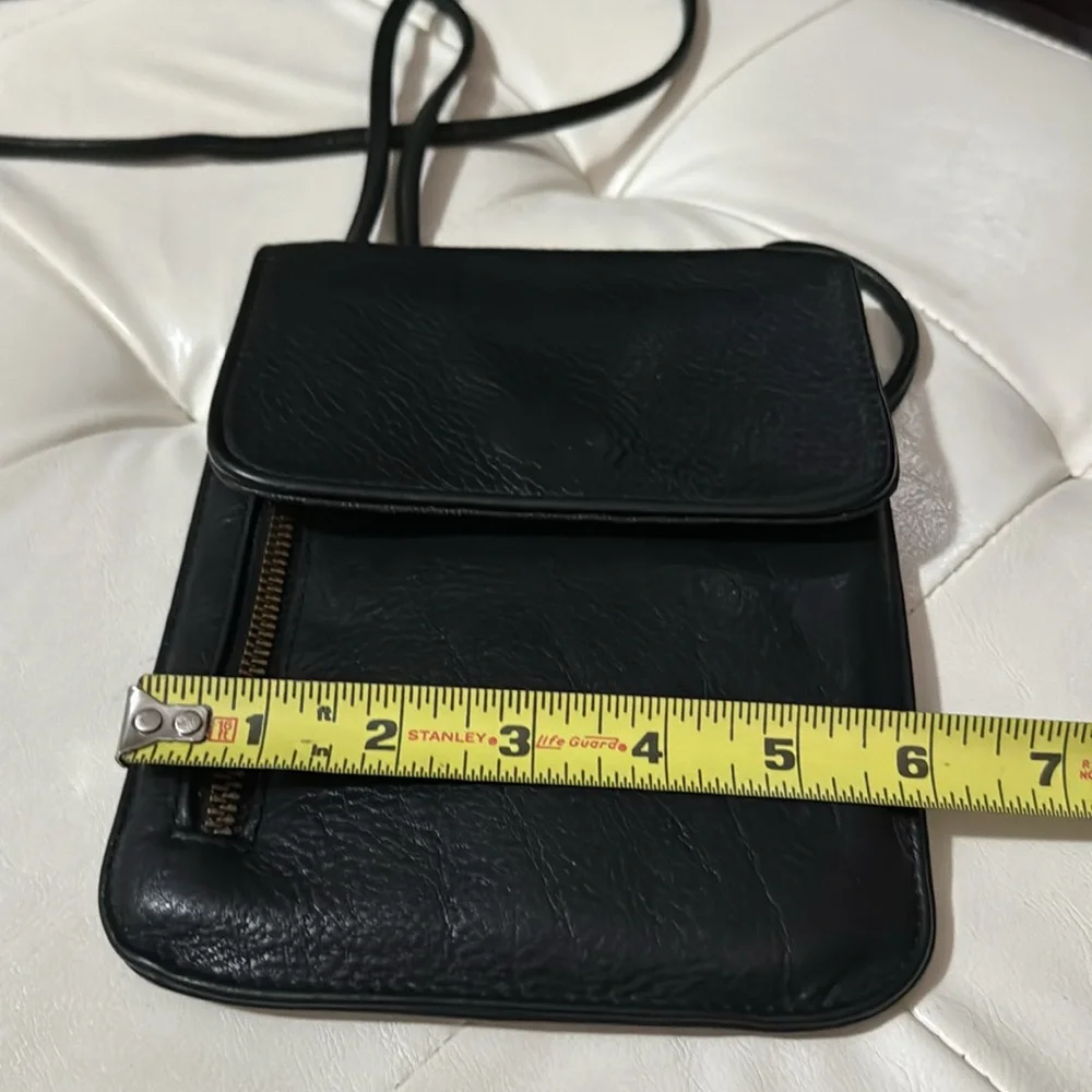 Leather Nine West-Crossbody-Black-6x8 Envelope Style-Flap Closure